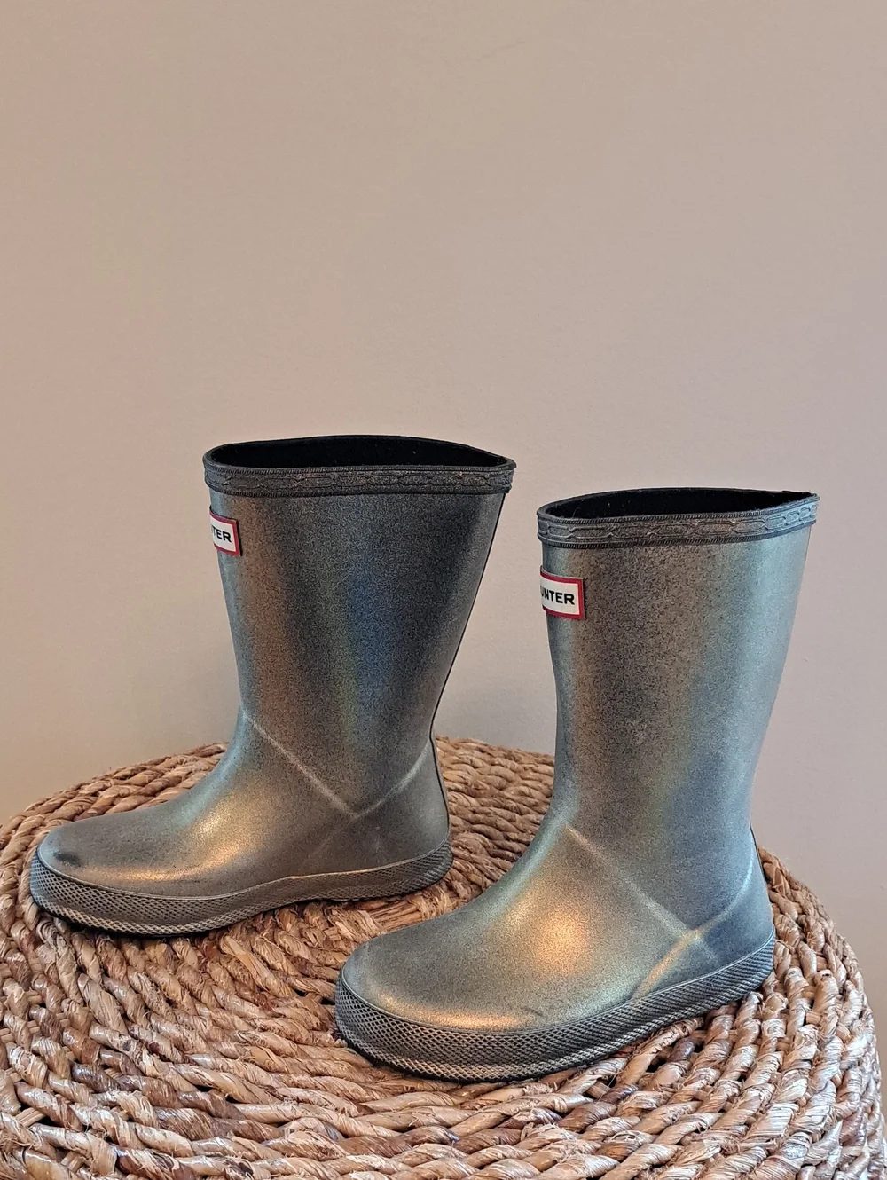 Hunter Toddler Unisex Glitter Metallic Gold Wellie/Rain/Outdoor Boots B10/G11